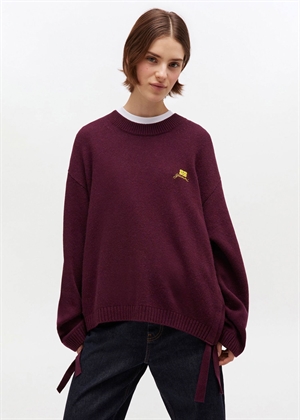 Future wool mix oversized o-neck strik Burgundy K2631 Ganni